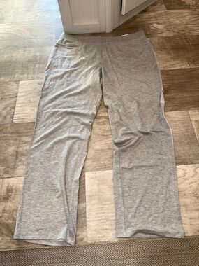 Women's Light Gray Pull-On Track Pants with Side Stripe